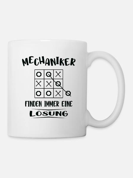 Mechaniker finden immer eine Lösung Kfz Werkstatt - Tasse - Weiß