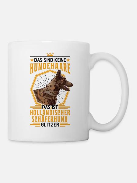 Hollandse Herder Glitzer Holländischer Schäferhund - Tasse - Weiß