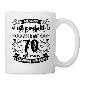 70 Geburtstag Frau Lustig - Tasse - Weiß - Rechts