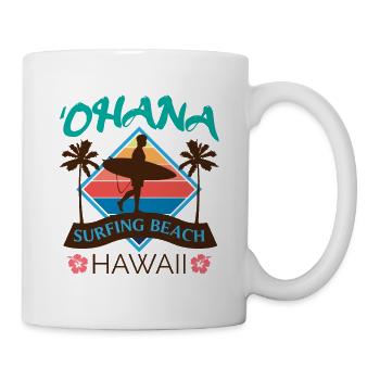 Ohana surf sur la plage à Hawaï - Mug blanc - blanc - Droite
