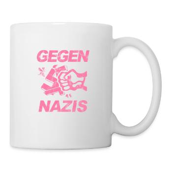 Gegen Nazis, Gegen Rechts Faust. FCK NZS - Tasse - Weiß - Rechts