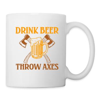 Was Ich Tue Bier Trinken Äxte Werfen - Tasse - Weiß - Rechts