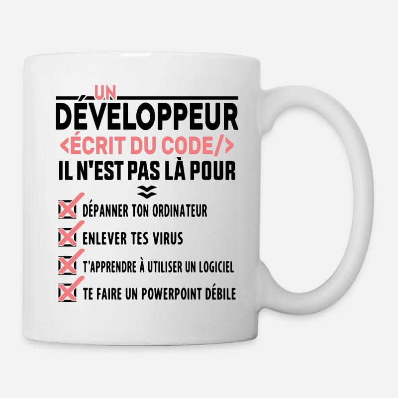 Un Développeur Écrit du Code Cadeau - Mug blanc - blanc