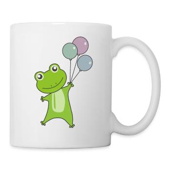 Frosch grün Luftballons lustige Tiere - Tasse - Weiß - Rechts