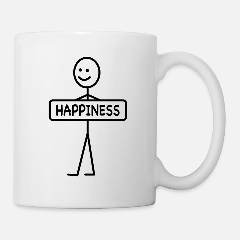 HAPPINESS Strichmännchen Happy Glücklichsein Glück - Tasse - Weiß