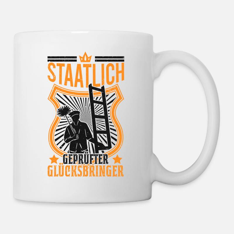 Staatlich geprüfter Glücksbringer Kaminfeger - Tasse - Weiß
