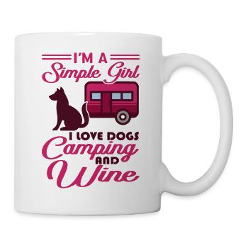 I’m A Simple Girl Chiens Camping Vin Camping Queen - Mug blanc - blanc - Droite