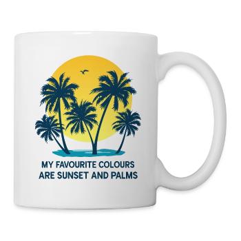Palmen Sommer Sonnenuntergang Meer Lieblingsfarben - Tasse - Weiß - Rechts