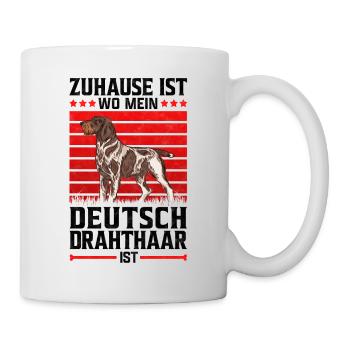 Zuhause ist wo mein Deutsch Drahthaar ist Spruch - Tasse - Weiß - Rechts