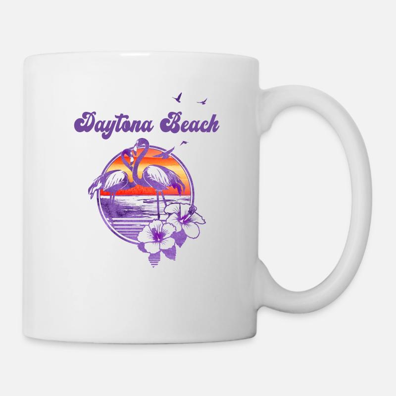 Vacances artistiques rétro Daytona Beach en Floride - Mug blanc - blanc