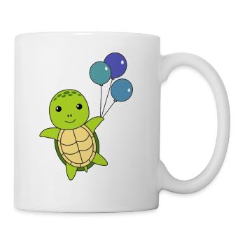 Tortue doux animal vole ballons enfants - Mug blanc - blanc - Droite