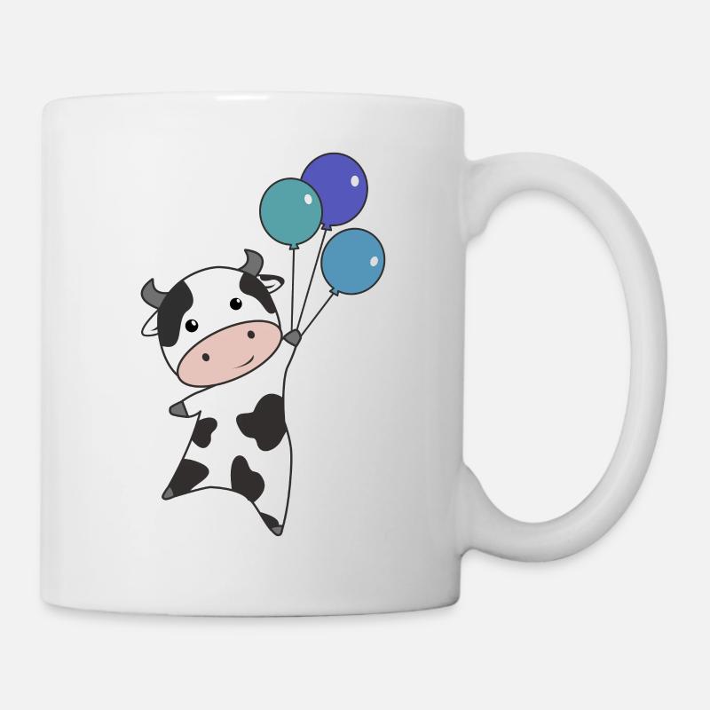 Veau de vache vole ballons doux animaux vaches - Mug blanc - blanc