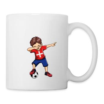 Dabbing Fußball Junge mit Schweiz Trikot Kinder - Tasse - Weiß - Rechts