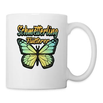 Lustig Schmetterling Flüsterer Spruch Geschenk - Tasse - Weiß - Rechts