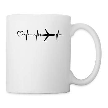Airplane heartbeat heart passenger plane pilot - Mug - white - Right