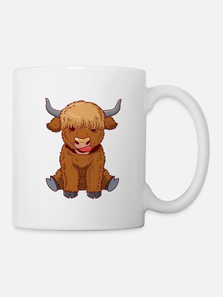 Highland Cow Longhorn Cattle Farmer - Mug - white
