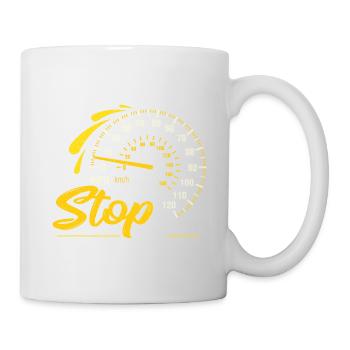 Never Too Old To Stop Racing Car Speedometer - Tasse - Weiß - Rechts