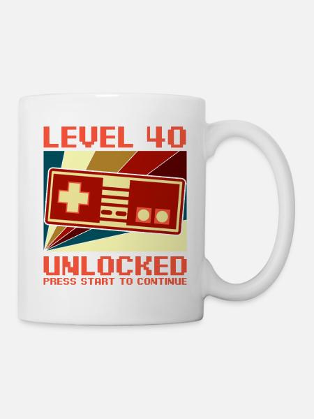 LEVEL 40 UNLOCKED 40 Geburtstag Gamer Controller - Tasse - Weiß
