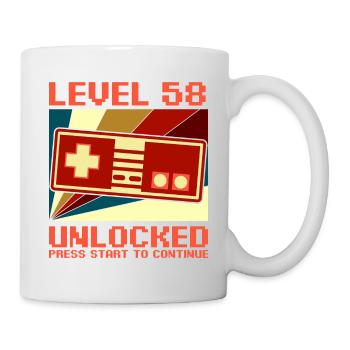 LEVEL 58 UNLOCKED 58 Geburtstag Gamer Controller - Tasse - Weiß - Rechts
