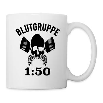 Motorrad Moped Blutgruppe 1:50 Benzin Gemisch Mofa - Tasse - Weiß - Rechts