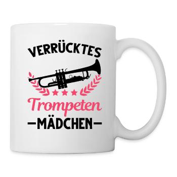 Verrücktes Trompeten Mädchen Trompetistin Mädel - Tasse - Weiß - Rechts