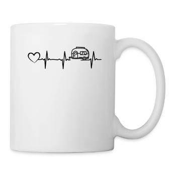 Camping Heartbeat Heart Caravan ECG Motorhome - Mug - white - Right