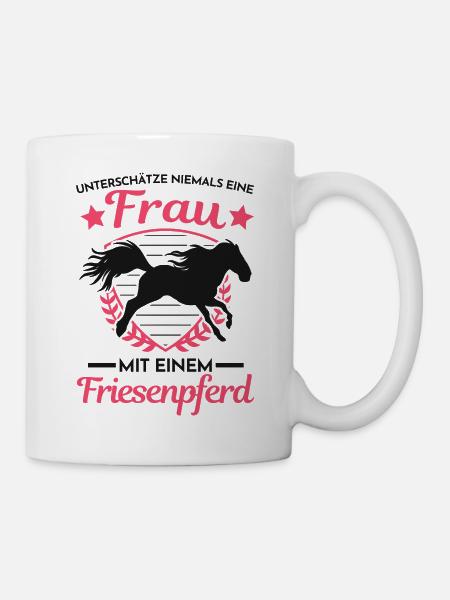Friesenpferd Reiterin Friese Pferd Frau - Tasse - Weiß