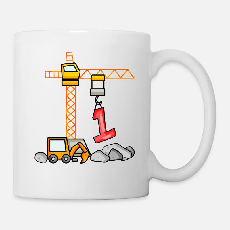 Kinder Geburtstagsshirt Bagger 1 Junge Baustelle 1 - Tasse - Weiß