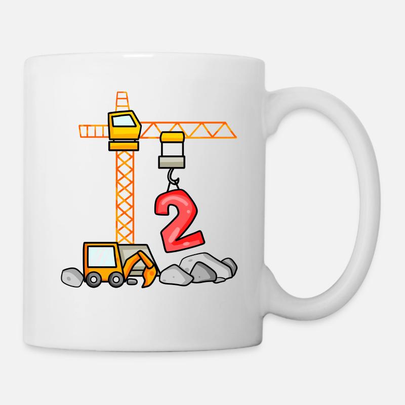 Kinder Geburtstagsshirt Bagger 2 Junge Baustelle 2 - Tasse - Weiß