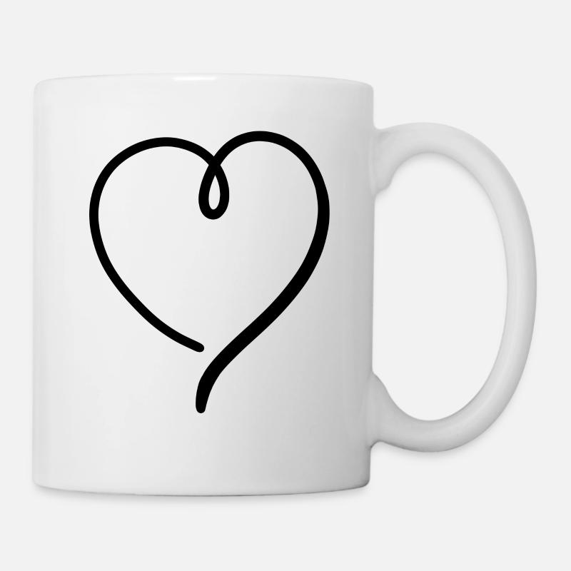 Herz Schwarz Modern - Tasse - Weiß