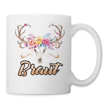 Frauen JGA Tracht Junggesellinnenabschied Hirsch - Tasse - Weiß - Rechts
