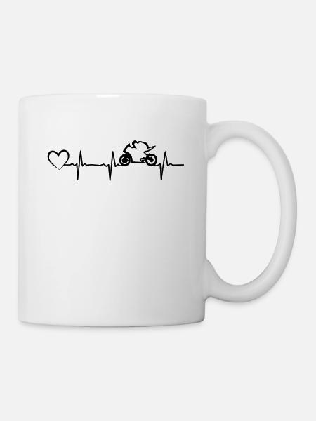 Super deportivo motocicleta latido del corazón de latidos de la corazón de la motocicleta - Taza - blanco