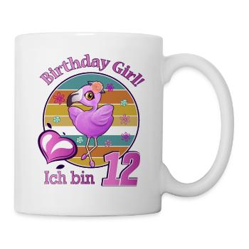 Geburtstag Mädchen Flamingo ich Bin 12 Jahre alt - Tasse - Weiß - Rechts