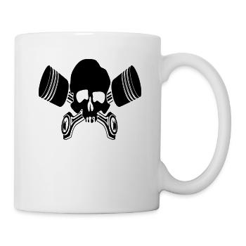Motorcycle piston skull - moped motorcyclist - Mug - white - Right