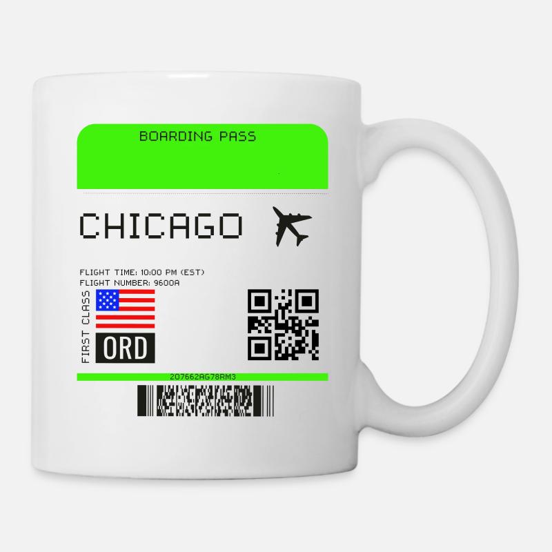 Boarding Pass Chicago Flugticket - Tasse - Weiß