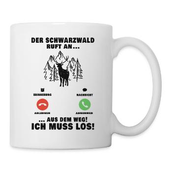 Schwarzwald Anruf Schwarzwälder Telefon Bollenhut - Tasse - Weiß - Rechts