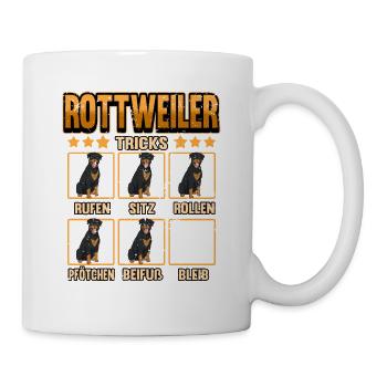 Hund Rottweiler Hundebesitzer Tricks Geschenk - Tasse - Weiß - Rechts