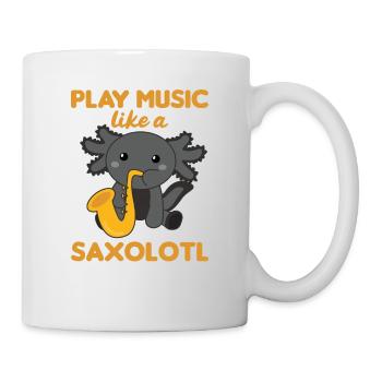 Saxolotl plays saxophone music a sweet axolotl - Mug - white - Right