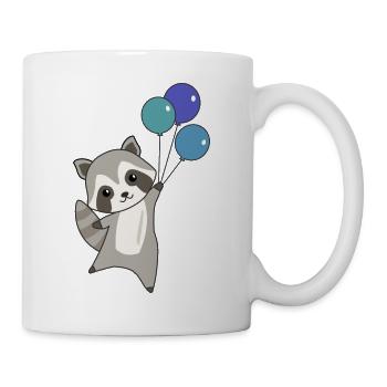 Raccoon flies balloons top cute animals for children - Mug - white - Right