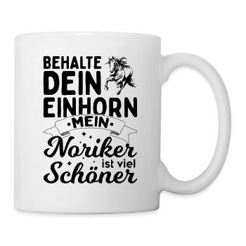 Einhorn Noriker Pinzgauer Geschenk Reitsport - Tasse - Weiß - Rechts