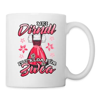 Mei dirndl is z kloa für Zwoa Tracht Schwangere - Tasse - Weiß - Rechts