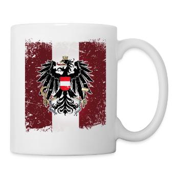 Österreich Fahne Flagge Wappen Adler Retro Austria - Tasse - Weiß - Rechts