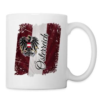 Österreich Fahne Flagge Adler Wappen - Tasse - Weiß - Rechts