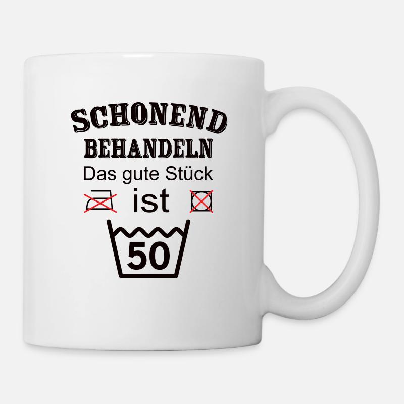 Schonend Behandeln Geschenk zum 50. Geburtstag - Tasse - Weiß