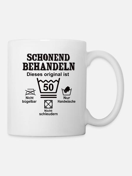 Schonend Behandeln Geschenk zum 50. Geburtstag - Tasse - Weiß