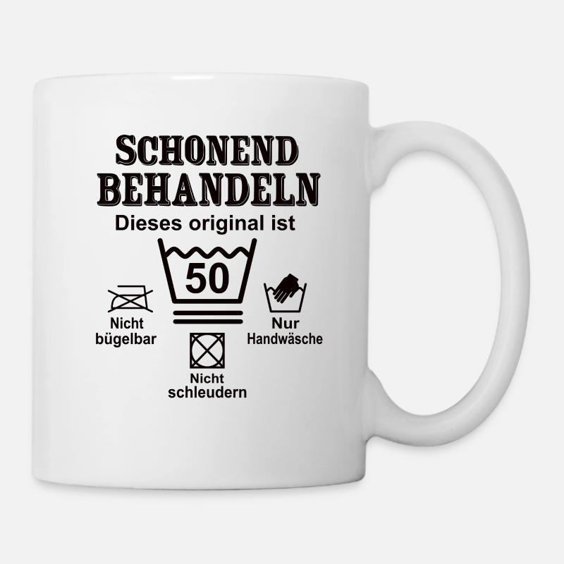 Schonend Behandeln Geschenk zum 50. Geburtstag - Tasse - Weiß