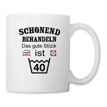 Schonend Behandeln Geschenk zum 40. Geburtstag - Tasse - Weiß - Rechts