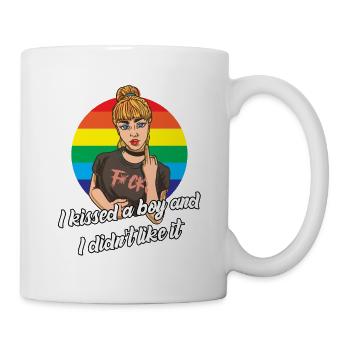 Lesben Motiv mit Spruch lesbisch CSD Regenbogen - Tasse - Weiß - Rechts