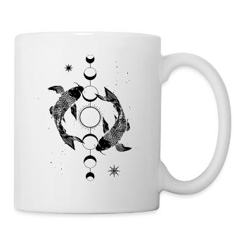 Koi Carpe lune phase lune soleil japonais poisson - Mug blanc - blanc - Droite