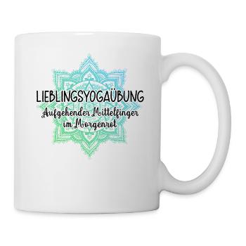 Aufgehender Mittelfinger im Morgenrot Yoga Mandala - Tasse - Weiß - Rechts